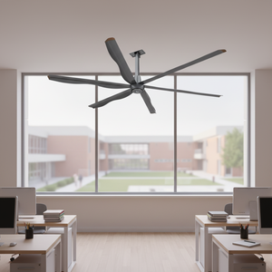 Ventilateur de plafond HVLS de 12 pieds au design moderne, couleur bronze, pales en aluminium et magnésium, faible bruit, idéal pour les salles de sport et le yoga - Product Image 1