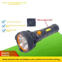 Linterna LED de Plástico para Camping, Recargable, Impermeable, Tipo-C, Portátil, con Alcance de Haz de 200-500m
