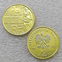 Pièces de monnaie commémoratives de style antique, 2 ZL de Pologne, 1998, cadeaux, décoration de la maison