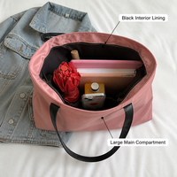 Sac fourre-tout en toile rose personnalisé avec logo, grande capacité, pour femmes, imperméable, léger, à porter à la main ou à l'épaule, pour le shopping, les voyages et les bagages