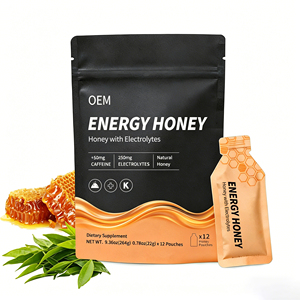 Miel OEM con Electrolitos y Cafeína <span class=keywords><strong>de</strong></span> Té Verde - Sin Azúcar Añadido, para Resistencia e Hidratación, 12 Sobres, Etiqueta Personalizada - Product Image 1