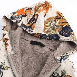 Nuove Donne di Modo di Inverno di Autunno del Cotone di Lino di Stampa Del Fiore Della Chiusura Lampo Casuale Caldo Top In Pile Peluche Addensare Cappotto <span class=keywords><strong>Giacca</strong></span> - Product Image 6