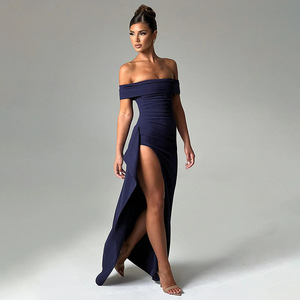 Robe longue dos nu à épaules dénudées, robe de soirée à fente haute, tenue de soirée pour femmes - Product Image 2