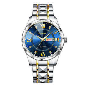 <span class=keywords><strong>Reloj</strong></span> de Pulsera Luminoso de Doble Fecha para Hombre, Correa de Acero con Remaches, <span class=keywords><strong>Reloj</strong></span> de Cuarzo de Lujo para Hombre - Product Image 5