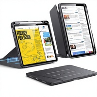 Étui pour iPad Air 11 pouces (M4/M3/M2 2026-2020) 5e/4e génération, support vertical multi-angles ultra-stable, porte-stylet, étui rabattable