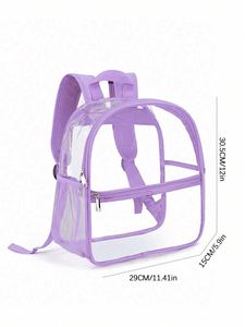 BESTELLA Clear PVC <b>Backpack</b> for <b>Students</b> Large Capacity Transparent with Zipper Side Pocket Simple Schoolbag Outdoor - Product Image 5