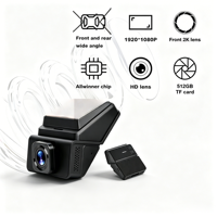 Caméra embarquée 2K 4G WIFI pour voitures, vision nocturne, surveillance de stationnement, suivi GPS, double DVR, visualisation à distance, suivi vidéo en direct