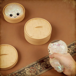 Juguete Blandito de Baozi con Purpurina, Juguete Sensorial de Rebote Lento, Pelota Antiestrés Portátil con Forma de Bollo al Vapor para Adultos - Product Image 6
