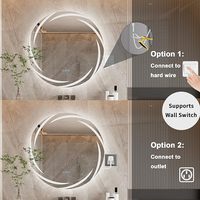 Miroir de bain intelligent Bluetooth rond personnalisé miroir rétroéclairé éclairé miroir de salle de bain LED avec désembuage et lumière