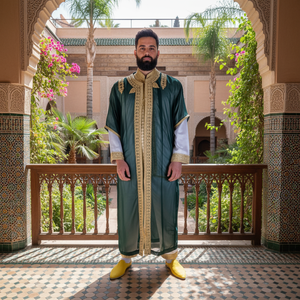 Elegante y Ligera Ropa Tradicional Musulmana para Hombre, Abayas AL HIJRAH de Poliéster, Costura Decorativa Vintage, Larga hasta el Suelo - Product Image 3