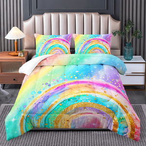 Ensemble <span class=keywords><strong>de</strong></span> literie pour chambre <span class=keywords><strong>de</strong></span> fille rose avec nuages peints en arc-en-ciel et animaux <span class=keywords><strong>de</strong></span> dessin animé, <span class=keywords><strong>hiver</strong></span> chaud, moderne, 3 pièces - Product Image 6