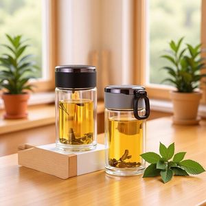 Taza de Vidrio de Doble Pared de Borosilicato, Libre de Plomo, de Alta Calidad, con Tapa, Nuevo Diseño Estético, Taza para Agua para el Hogar, Venta al por Mayor - Product Image 1