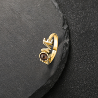 Bague de projection photo ajustable en or rose avec lettre d'amour et image cachée « Je t'aime » – Cadeau pour femme