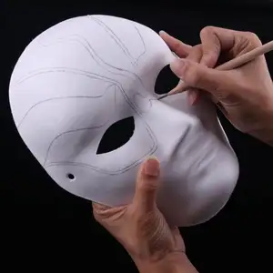 Paintable Paper Mask White Pulp Blank Craft Masks Masquerade Halloween Party Decor for Women Men and Kid