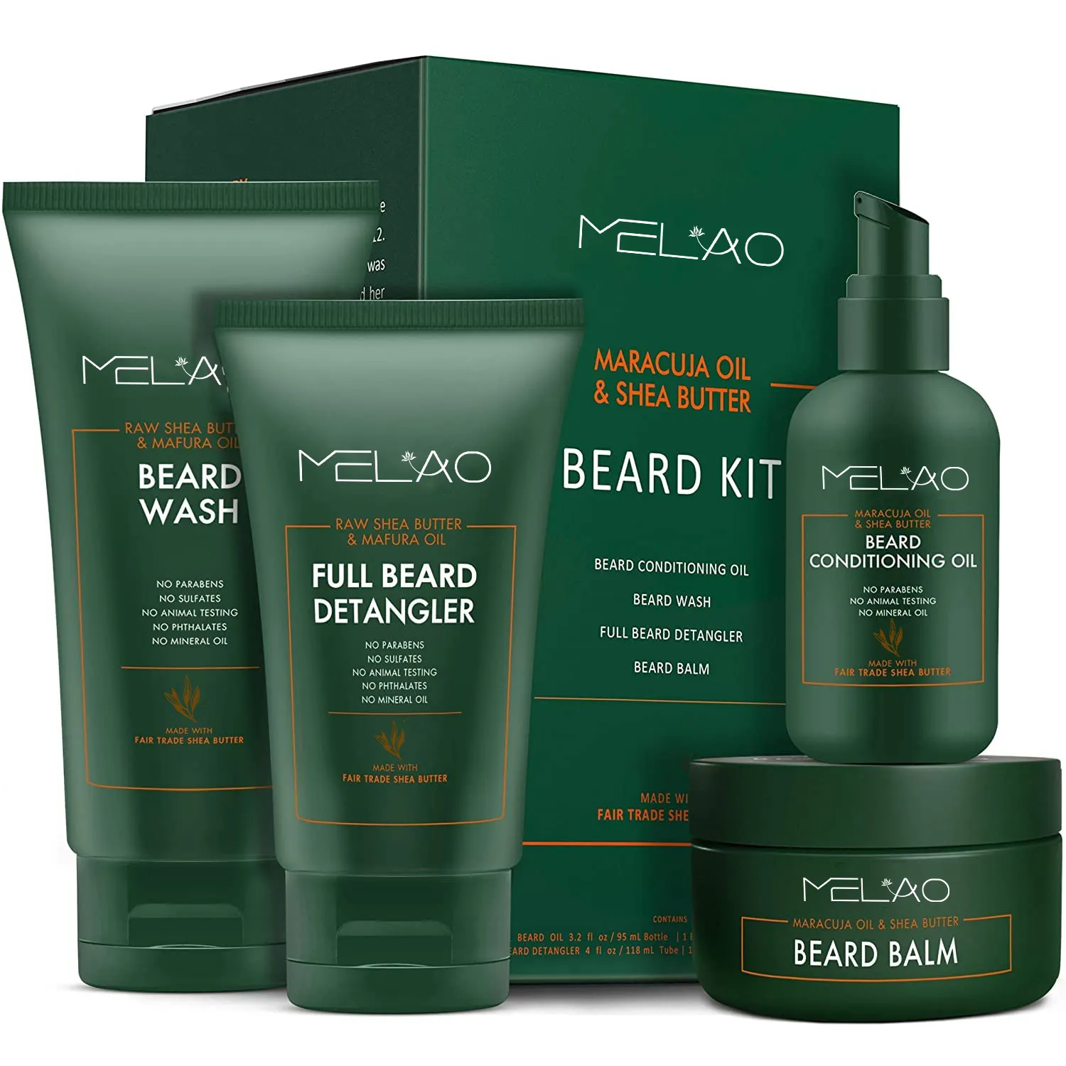 MELAO OEM Private Label 100% Natural organic Soften Beard moisturizing Care Growth beard kit for men Wholesale in bulk