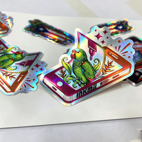 Autocollants en vinyle holographique personnalisés, effet 3D gaufré, revêtement UV, estampage à chaud doré, impression couleur premium, fabricant