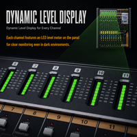 Console de mixage professionnelle 10 canaux TFB-10 pour l'enregistrement audio avec 99 effets DSP, alimentation fantôme 48V, USB/BT