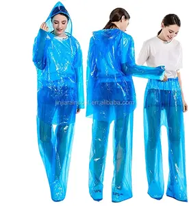 wholesale blue transparent waterproof dustproof rain coat poncho suit set plastic PE disposable Raincoat