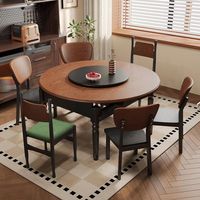 Table et chaises de salle à manger en bois massif de style vintage, design moderne minimaliste de luxe léger, mobilier extensible pour petites maisons