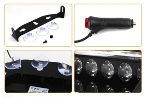 Feux de détresse <span class=keywords><strong>LED</strong></span> A80 S9 pour voiture, 12V, lumière stroboscopique à ventouse, rouge, bleu, jaune, feux de signalisation pour pare-brise, état neuf, barre de signalisation de danger pour véhicule - Product Image 6