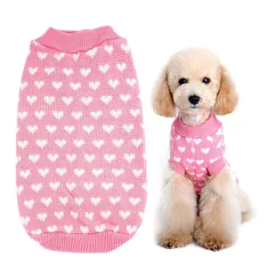 Soft Warm Pink Heart Hand Knit XXXL Dog Sweater