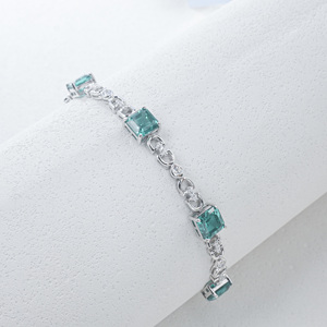 925 Sterling Silver Lab Created Paraiba Color <b>Garnet</b> <b>Bracelet</b> - Product Image 1