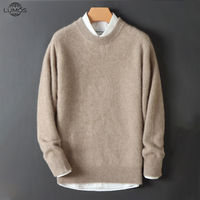 Pull en cachemire 100 % pour homme et femme, col rond, manches longues, couleur unie, coupe ample, style décontracté chic, tricoté
