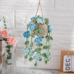 <span class=keywords><strong>Fleurs</strong></span> de glycine en fil de crochet faites à la main, légères et douces, ornement suspendu pour plantes - Décoration moderne durable et écologique pour la maison - Product Image 1