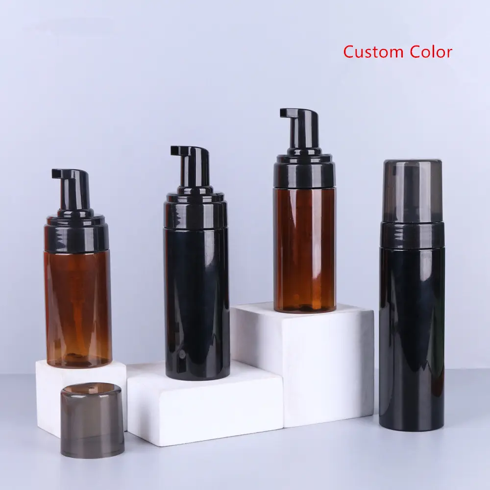 Wholesale 50ml-250ml empty mini black white amber blue frosted 150ml foam pump bottle