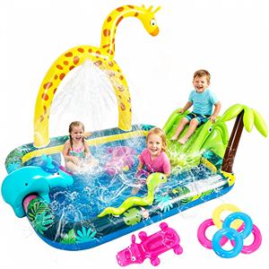 สไลเดอร์น้ำสำหรับเด็ก ลายสัตว์ป่า ยี่ห้อ MAKE WAVES ขนาด 102.5x75 นิ้ว วัสดุ PVC สำหรับเล่นน้ำกลางแจ้งในสวนหลังบ้าน เหมาะสำหรับฤดูร้อน - Product Image 1