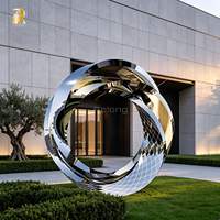Sculpture en acier inoxydable sur mesure, grande, polie, 304, irrégulière, abstraite, art métallique moderne pour la décoration de jardin extérieur