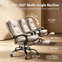 Chaise de bureau de direction en cuir PU à dossier haut, réglable en hauteur, pivotante et inclinable, avec repose-pieds pour le bureau à domicile et le gaming