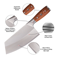 Couteau à découper la viande chinois en acier inoxydable durable, couteau de boucher, hachoir à os avec manche en bois