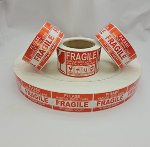 Etiqueta de material de papel de embalaje personalizado pegatina de vidrio frágil para envío - Product Image 1