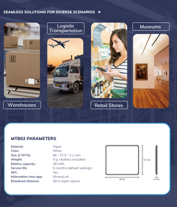 Minew - Etiqueta de Seguimiento de Activos Inalámbrica Ultrafina, Ibeacon Bluetooth Ble 5.0, Etiqueta Adhesiva MTB02 con Batería de Papel - Product Image 3
