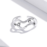 Mode géométrie S925 Voie Lactée étoiles anneau ouvert minoritaires conception haute sens bague SCR710