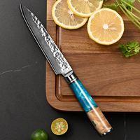Couteau utilitaire de chef KEEMAKE de 5 pouces, 67 couches d'acier Damas, super tranchant, ambidextre, pour la cuisine, l'épluchage des fruits, manche en résine et bois