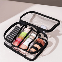 Pochette de rangement pour maquillage vintage transparente personnalisée avec fermeture à glissière, sacs de toilette de voyage et compartiments, étui cosmétique en PVC