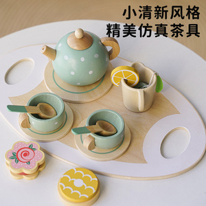 Afternoon <b>Tea</b> <b>Set</b> Wooden 15Pcs Kids Playset 36+ Months Simulated Kitchen <b>Toy</b> - Product Image 3