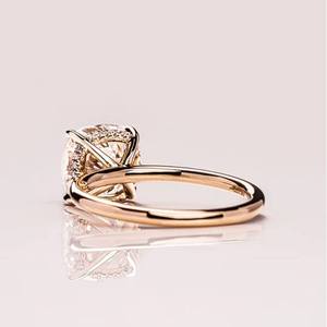 Bague Solitaire en Or Massif 14 carats avec Diamant Naturel, Taille Coussin, Halo Caché, Sertissage à Griffes, Mignonne et Classique, pour Fiançailles, Mariage, Fête, 1-3 carats - Product Image 2