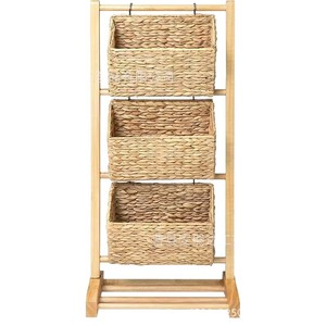 Wooden Floor <b>Standing</b> Three Tier Storage Basket Rack For Kitchen Fruits <b>Vegetables</b> Multi Purpose Snack Organizer - Product Image 5