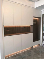 Armoire à chaussures en bois et acier inoxydable moderne et durable, hauteur réglable, montage mural, 5 étagères pour salon, couloir, style villa