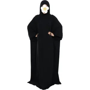 Robe de prière musulmane Abaya, robe Abaya à capuche unie en une seule pièce <span class=keywords><strong>pour</strong></span> femmes, robe longue maxi islamique, <span class=keywords><strong>Jilbab</strong></span> Dubaï OEM/Personnalisé - Product Image 1