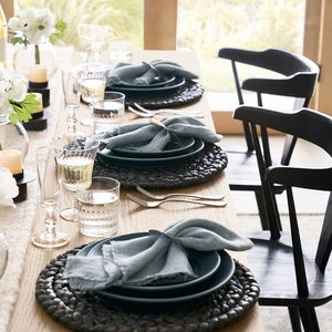 Wholesale 45*45cm 100% Linen Napkins Embroidery Tassel Customizable Colors Handmade Hemstitch Technique Hotel Wedding Table - Product Image 4