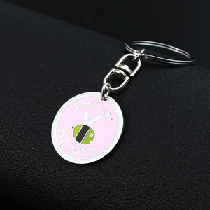 Portachiavi in Vetro con Cabochon 'DON'T WORRY BE HAPPY', Graziosa Ape Gialla, Anello Portachiavi per Borsa e Auto, Regalo per Amici - Product Image 4