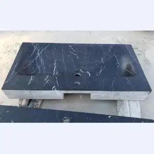 bathroom honed black carved marble granite farmhouse trough sink