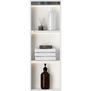 INTERLAN WC8221 Meuble-lavabo moderne autoportant pour salle de bain, miroir <span class=keywords><strong>argent</strong></span>é, <span class=keywords><strong>bois</strong></span>, acier inoxydable, mural, encastré, usage hôtelier, classique - Product Image 5