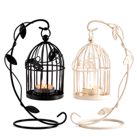 Ornements décoratifs pour table de salle à manger, porte-bougie créatif en fer en forme de cage à oiseaux, style rétro européen, pour Noël