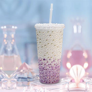 Gobelet Haha, tasse <span class=keywords><strong>à</strong></span> strass, paille et couvercle inclus, acrylique sans BPA, isolé glamour 16 onces, vendu individuellement - Product Image 5