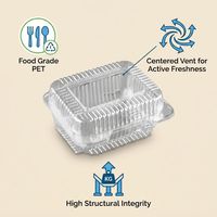 Boîte à fruits et légumes en plastique PET transparent avec couvercle ventilé Smile, 155x125x80mm, 175x154x80mm, écologique, pour produits frais, salades, fruits